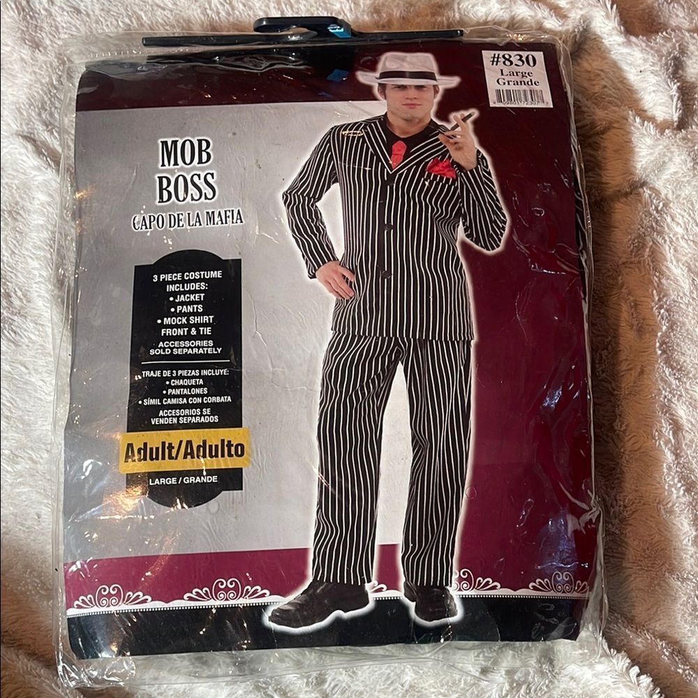 Striped Mob Boss Costume with Red Tie large